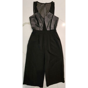 BCBGeneration Black Sleeveless Jumpsuit Sheer Mesh Back Wide Leg Culotte Size S